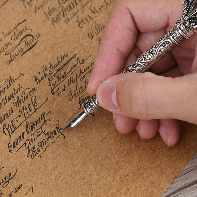 BTIHCEUOT Quill Pen, Feather Pen Set Quill, Feather Dip Quill Pen Writing  Ink Set Stationery Gift Box with 5 Nibs - Walmart.com