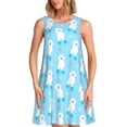 thumbnail image 1 of Balery Skating Poodle Fun Vestidos de verano para mujer con estampado: vestido holgado sin mangas, vestido playero informal y cómodo para días calurosos., 1 of 7