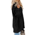 thumbnail image 3 of Plus Size Women Long Sleeve V-Neck Lace-Up Drawstring Cable Knit Sweater, 3 of 4