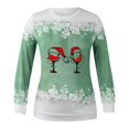 thumbnail image 3 of Patlollav Clearance Womens Winter Tops Printed Loose T-Shirt Round Neck Long Sleeve Blouse, 3 of 6