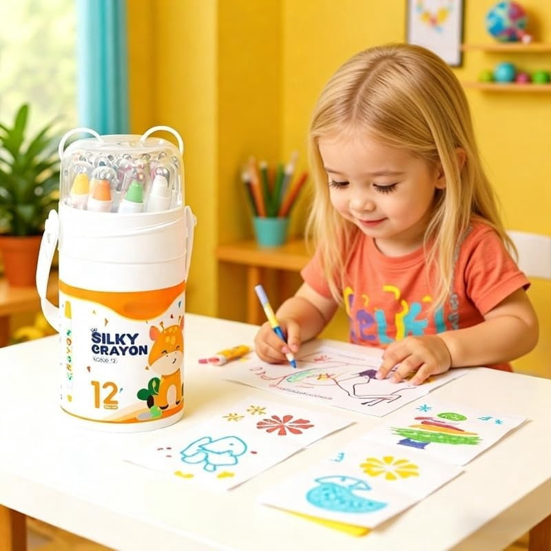 12/24/36/48 Colors Silky Crayons, Twistable Washable Gel Crayons, Quick-Drying Smooth Glide Rotary Crayons with Easy Grip for Drawing & Coloring
