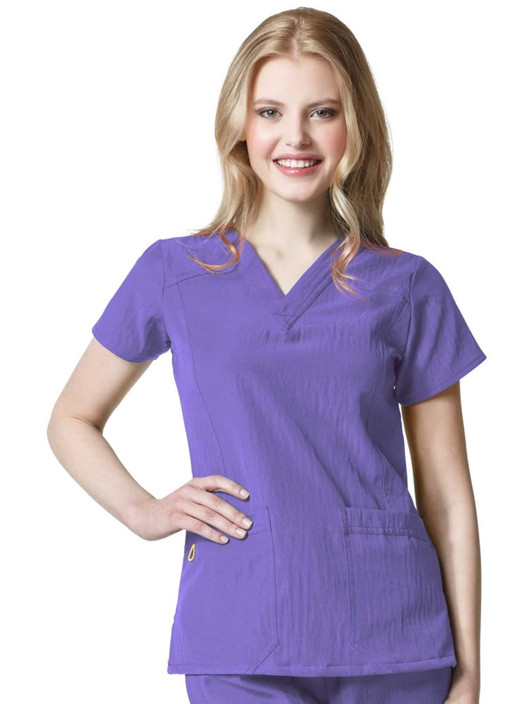 Sporty V-Neck Solid Scrub Top 