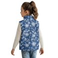 thumbnail image 2 of Xixirimido Roses Blue Pattern Girls Boys Fleece Vest Kids Zip-up Vest Sleeveless Stand Collar Jacket with Pockets Fall Winter Outerwear for 3T, 2 of 6