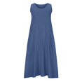 thumbnail image 4 of CHUANK Robe Longue Ample Sans Manches en Coton et Lin pour Femmes Robe d'Été Décontractée Couleur Unie Robe de Plage avec Poches, 4 of 8