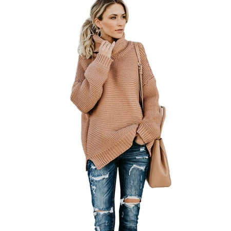 Women S Winter Turtle Neck Baggy Tops Chunky Knitted Oversized Sweater Jumper
