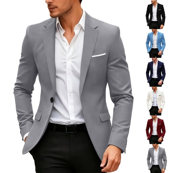 Mens Blazer Jacket One Button Casual Suit Jackets Slim Fit Stretch Sport Coat for Party Wedding & Business