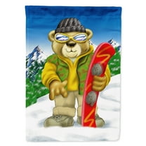 Carolines Treasures APH0857CHF Teddy Bear Snowboarding Flag Canvas House Size  Large multicolor