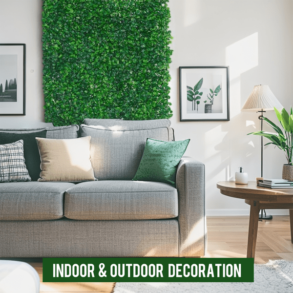24-Pack Artificial Grass Wall Panels - 100% PE, 1.6" Thick, Sun-Proof Non-Fading, Easy Install for Indoor/Outdoor Privacy