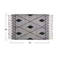 thumbnail image 3 of Bloomingville Scandinavian Handwoven Cotton Rug with Geometric Pattern and Fringe, Black and White, 3 of 3