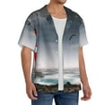 thumbnail image 4 of Balery 3d Lighthouse in the Surf Men's Casual Button Down Shirt Short Sleeve Textured Summer Cuban Beach Shirts-XX-Large, 4 of 7
