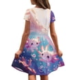 thumbnail image 3 of Binienty Girls Casual Dresses Size 11-12 Cute Breathable Short Sleeve&nbsp;Axolotl Blue&nbsp;Casual Sun Dress Kids Soft Skater Sundress with Pockets Children Summer Outfits, 3 of 6