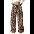 thumbnail image 1 of Pantalones de Pijama para Mujer, de Leopardo, Peludos, Estilo Y2K, de Cintura Alta, Bonitos. Marrón Ocre M, 1 of 10