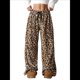 thumbnail image 1 of Pantalones de Pijama para Mujer, de Leopardo, Peludos, Estilo Y2K, de Cintura Alta, Bonitos. Marrón Ocre L, 1 of 10