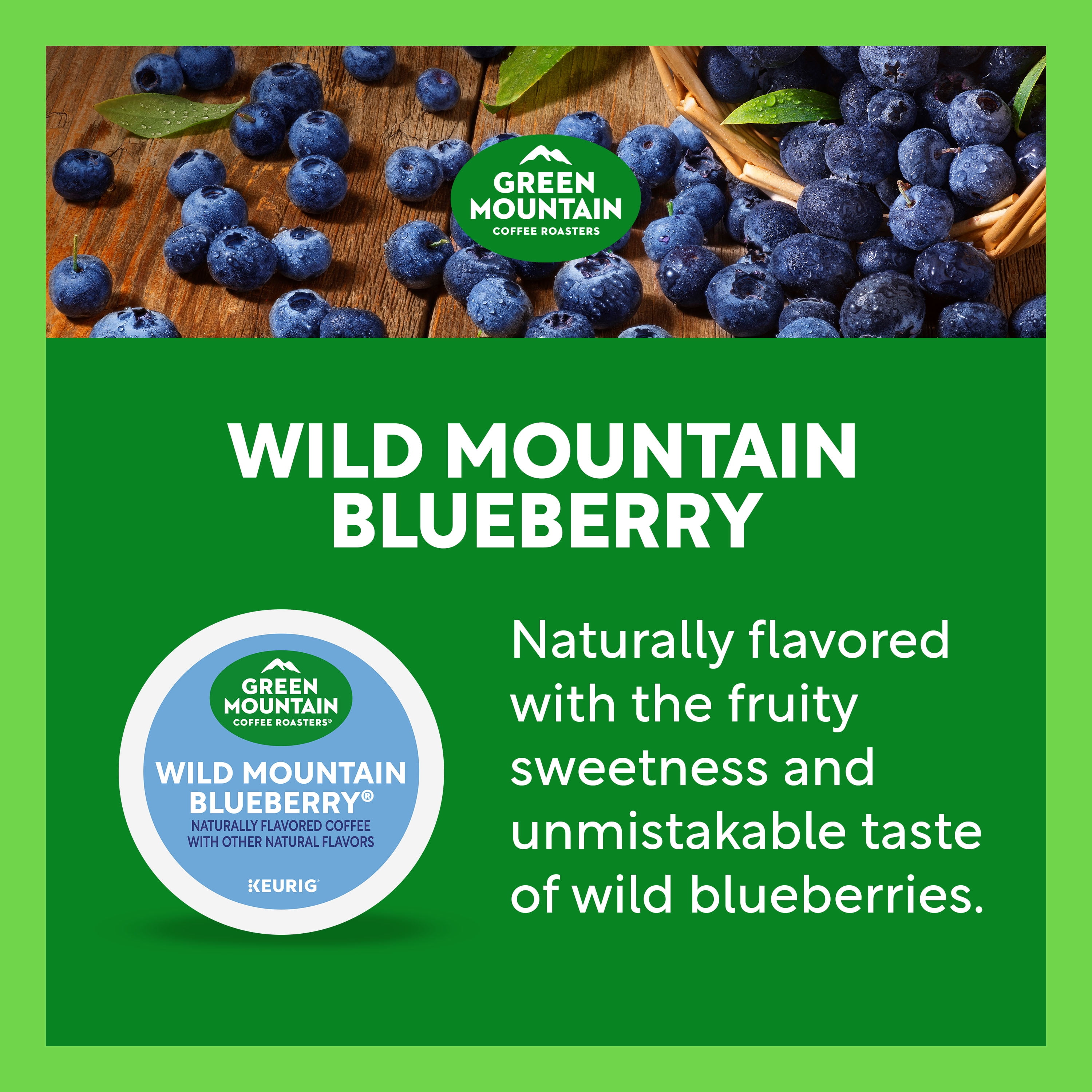 (4 pack) Green Mountain Coffee Roasters, Wild Mountain Blueberry Light Roast K-Cup Coffee Pods, 24 Count