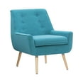 thumbnail image 2 of Linon Trelis Upholstered Tufted Accent Chair Natural Wood Legs in Teal Fabric, 2 of 12