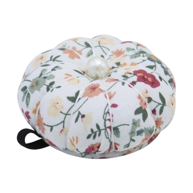 Alfiletero de muñeca con forma de calabaza y correa elástica para la muñeca, soporte para alfileres de costura para proyectos de bricolaje, costura y floral