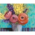 thumbnail image 2 of Moore, Regina 32x26 Gold Ornate Wood Framed with Double Matting Museum Art Print Titled - Early Summer Blooms I, 2 of 4