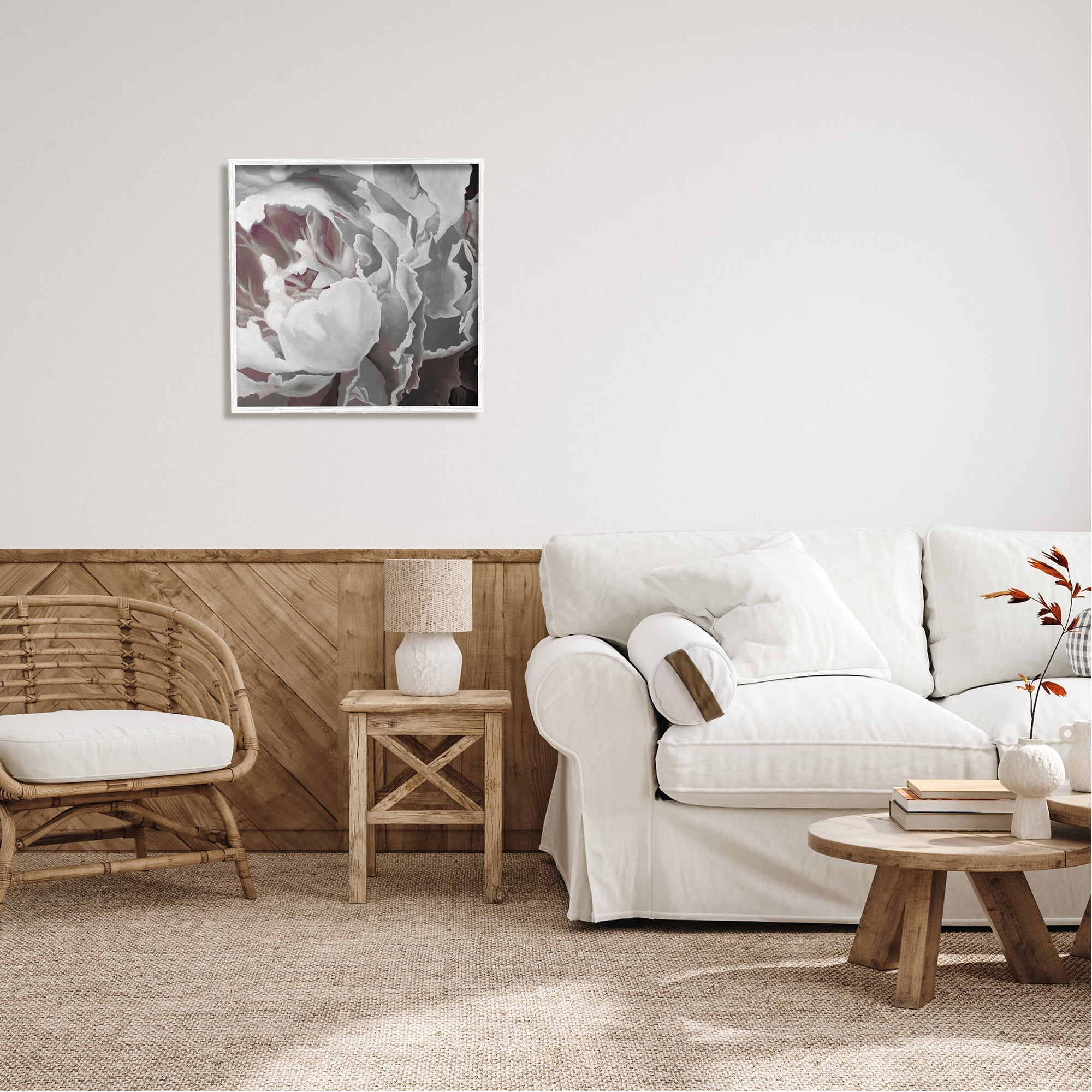 Stupell Industries Close Up Peony Blossom Botanical & Floral Painting White Framed Art Print Wall Art, 24 x 24