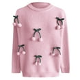 thumbnail image 3 of Chandails pour Femmes 2025 Hiver Chandail à Col Rond Chandail 3D Cerise Graphique Décontracté Confortable Hauts, 3 of 6