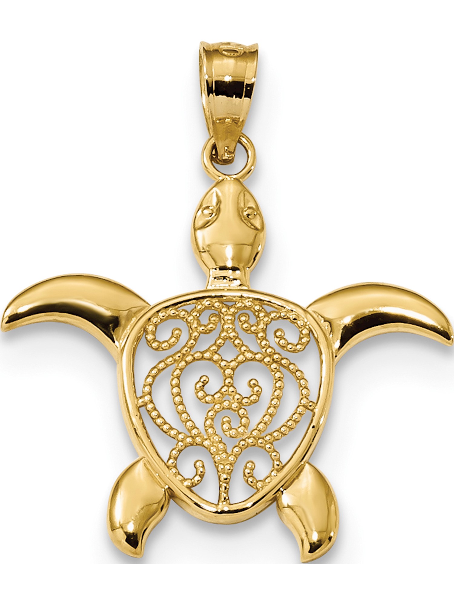 14k Yellow Gold Polished /& Textured Small Filigree Teardrop Pendant