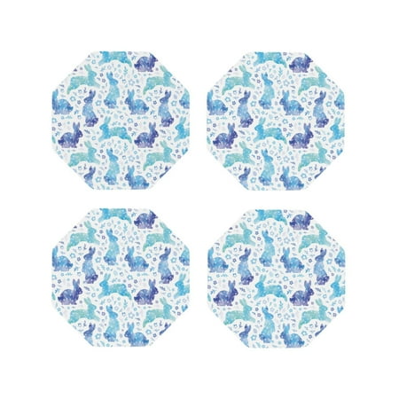 

Matuu Rabbit2 for Cup Coasters Set of 4 Leather Coasters Desk Coasters for Office Measures 4” x 4”-Octagon