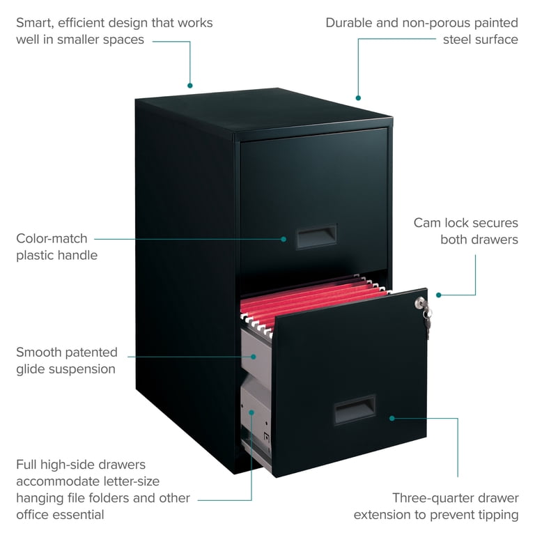 Space Solutions 2-Drawer Vertical File Cabinet, Black Steel photo 3