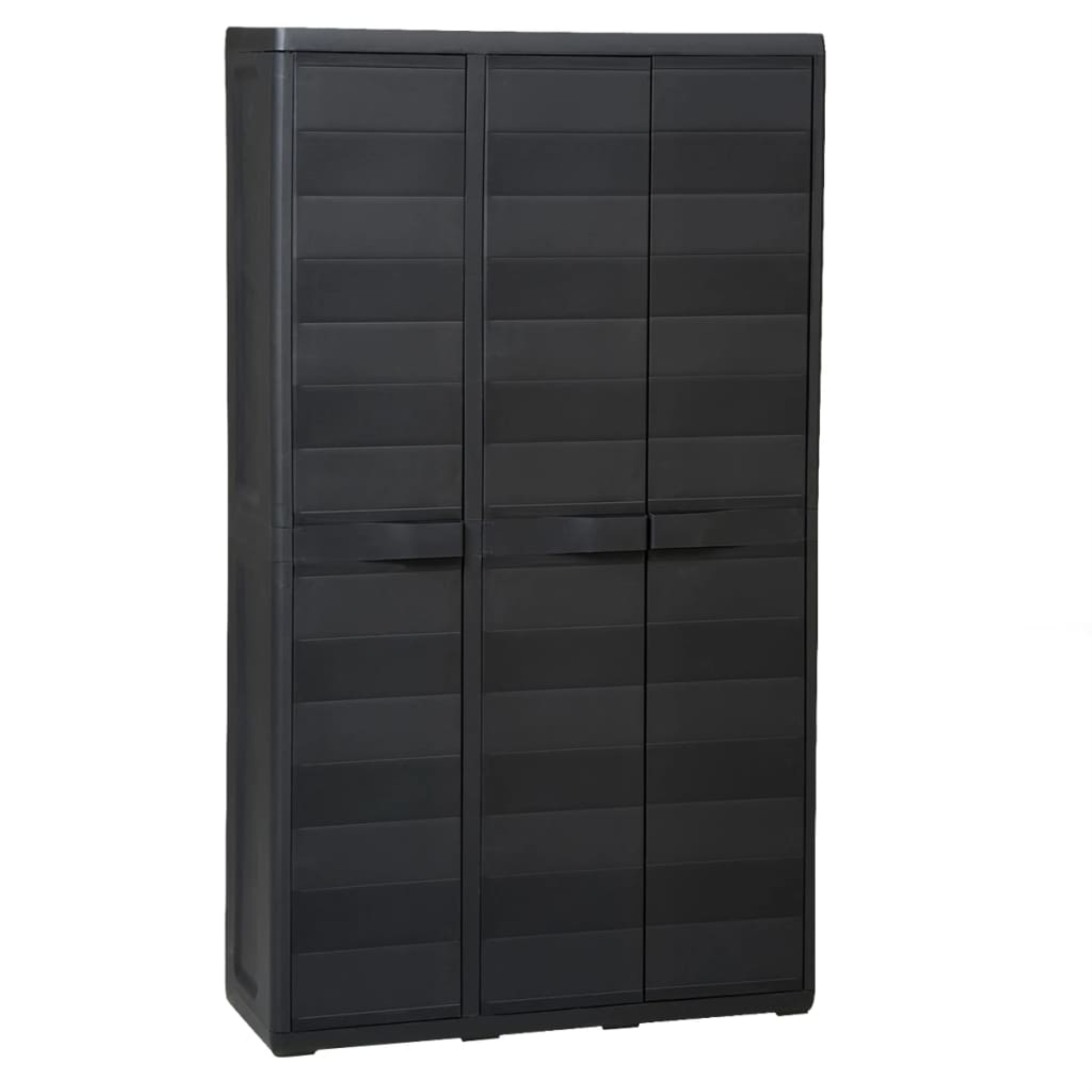 Tidyard Garden Storage Cabinet with 1 Shelf 2 Door Tool Storage Black and Grey 65 x 38 x 87 cm 