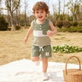 thumbnail image 6 of TOWED22 Baby Boy Shark Print Summer Clothes Short Sleeve T-Shirt Shorts Casual Outfit Green,12-18 M, 6 of 9