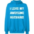 thumbnail image 2 of OXI Hoodie Sweatshirt - I Love My Awesome Husband, Basic Casual Hoodie for Men's and Women Fleece Hoodie Long Sleeve - Sapphire Medium, 2 of 3