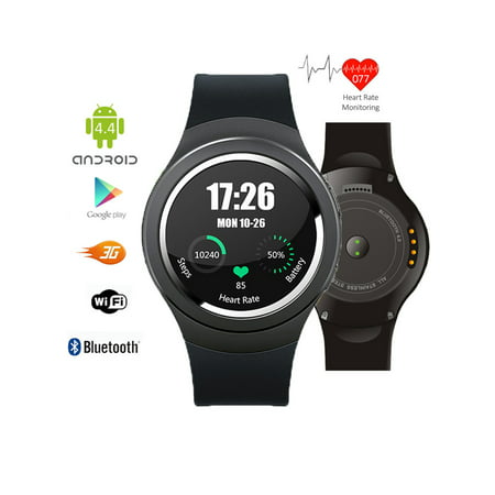 Indigi® Allweather Android 4.4 Smart Watch Phone (3G+WiFi) Google Play Store Google Map Weather Heart-Rate (Best Weather Widget For Android India)