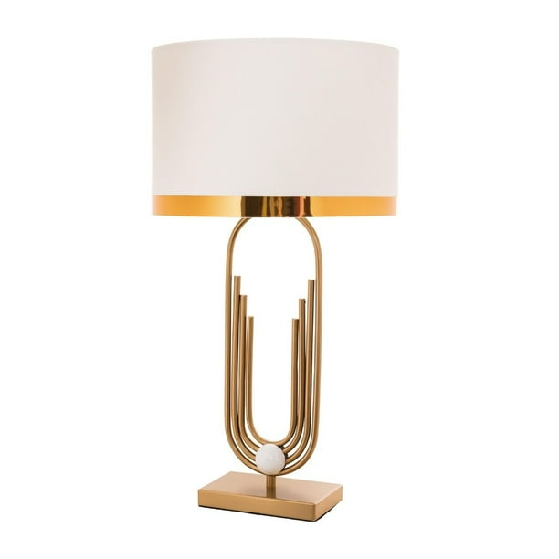 Gold Metal Frame Table Lamp with A Drum Shade