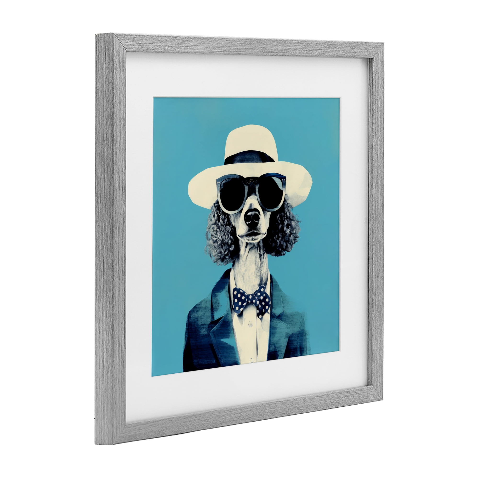 Stupell Industries Canine Cool Retro Outfit Gray Framed Print Under Glass, design by Ray Powers