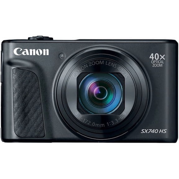 Restored Canon PowerShot SX740 HS Compact Digital Camera, 20.3MP CMOS Sensor, 40x Optical Zoom, 4K Video, Wi-Fi, Bluetooth, International model, Black