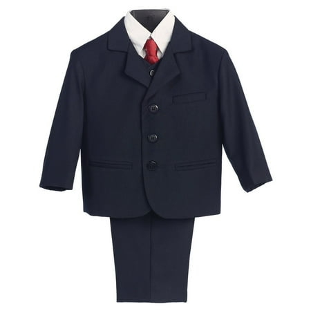 Boys Navy Wedding 5 Pcs Special Occasion Suit 18 Husky