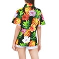 thumbnail image 5 of LA LEELA Women's Button Down Blouses Floral Summer Beach Party Blouse Shirt Short Sleeve Vacation Dress Tops Tee Hawaiian Shirts Tank Top Women S Pineapple, Multicoloured, 5 of 5