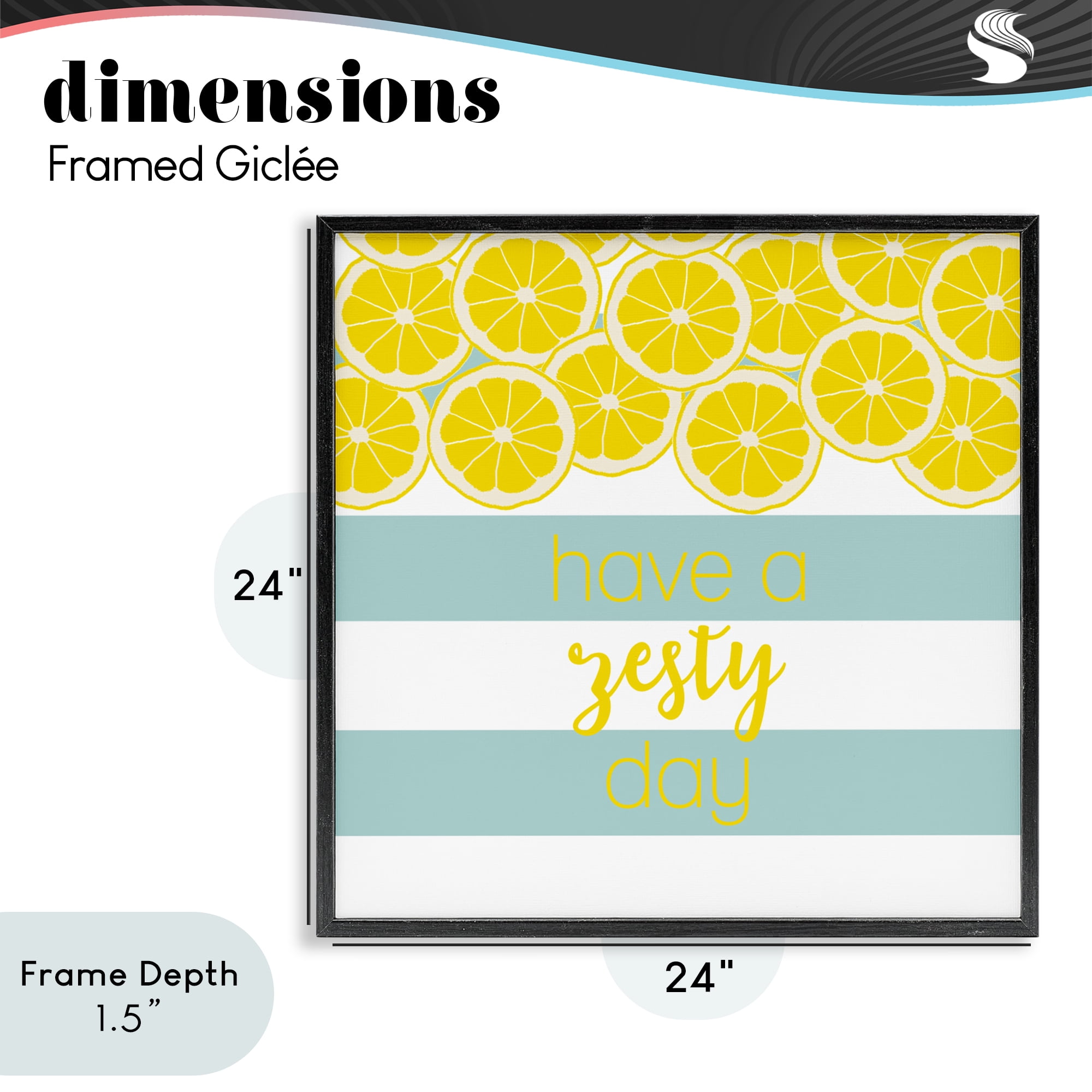 Stupell Industries Zesty Citrus with Stripes Black Framed Giclee Art, design by Anna Quach