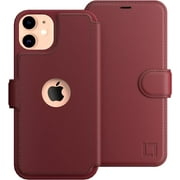 LUPA Legacy iPhone 11 Wallet Case for Women and Men - Case with Card Holder - [Slim + Durable] - Faux Leather - Flip Cell Phone case- i Phone 11 Purse Cases - Folio Cover - Burgundy