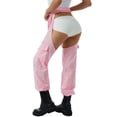 thumbnail image 4 of Wangsaura Women?s Solid Color High Waist Crotchless Trousers with Chain  Belt, 4 of 9