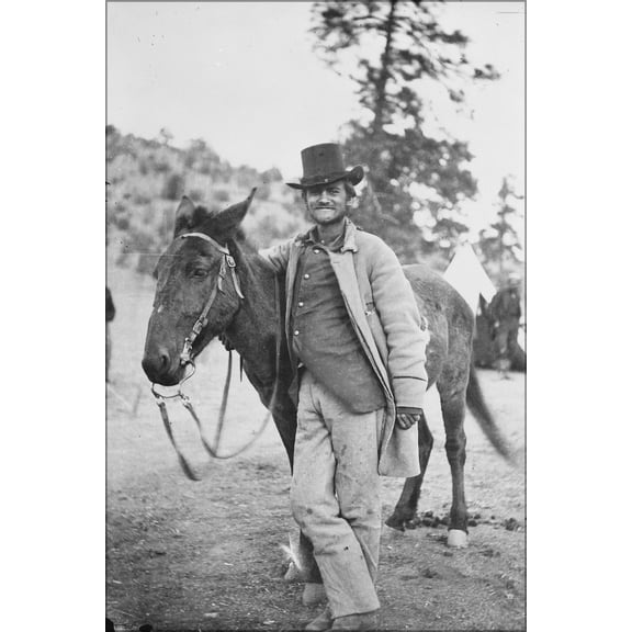24"x36" Gallery Poster, FRED W. LORING AND HIS MULE EVIL MERODACH PRESCOTT, ARIZONA, 1871