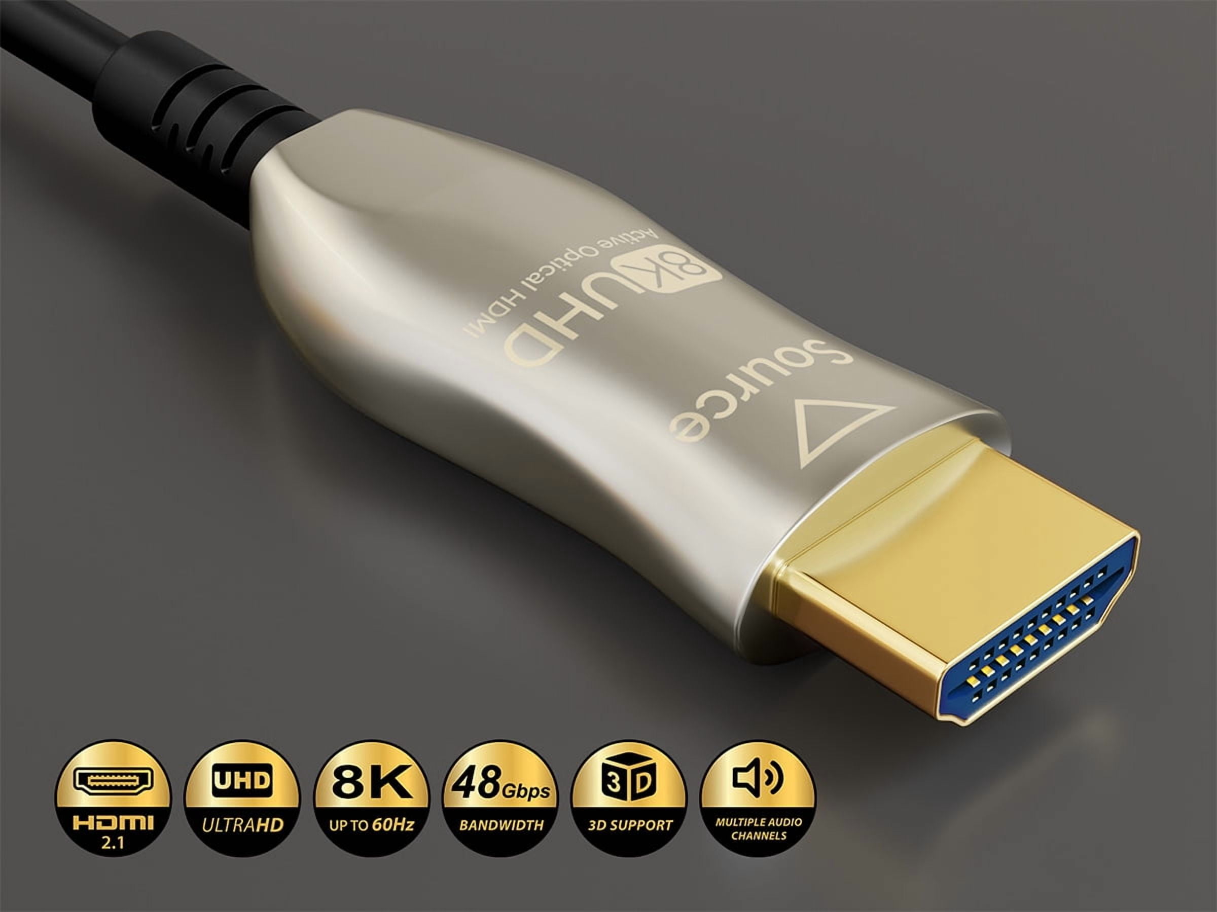 Cable Leader 75ft Ultra High Speed 8K HDMI Fiber Optic Cable (AOC), HDMI 2.1, Plenum Rated, 8K Support, UL, Black