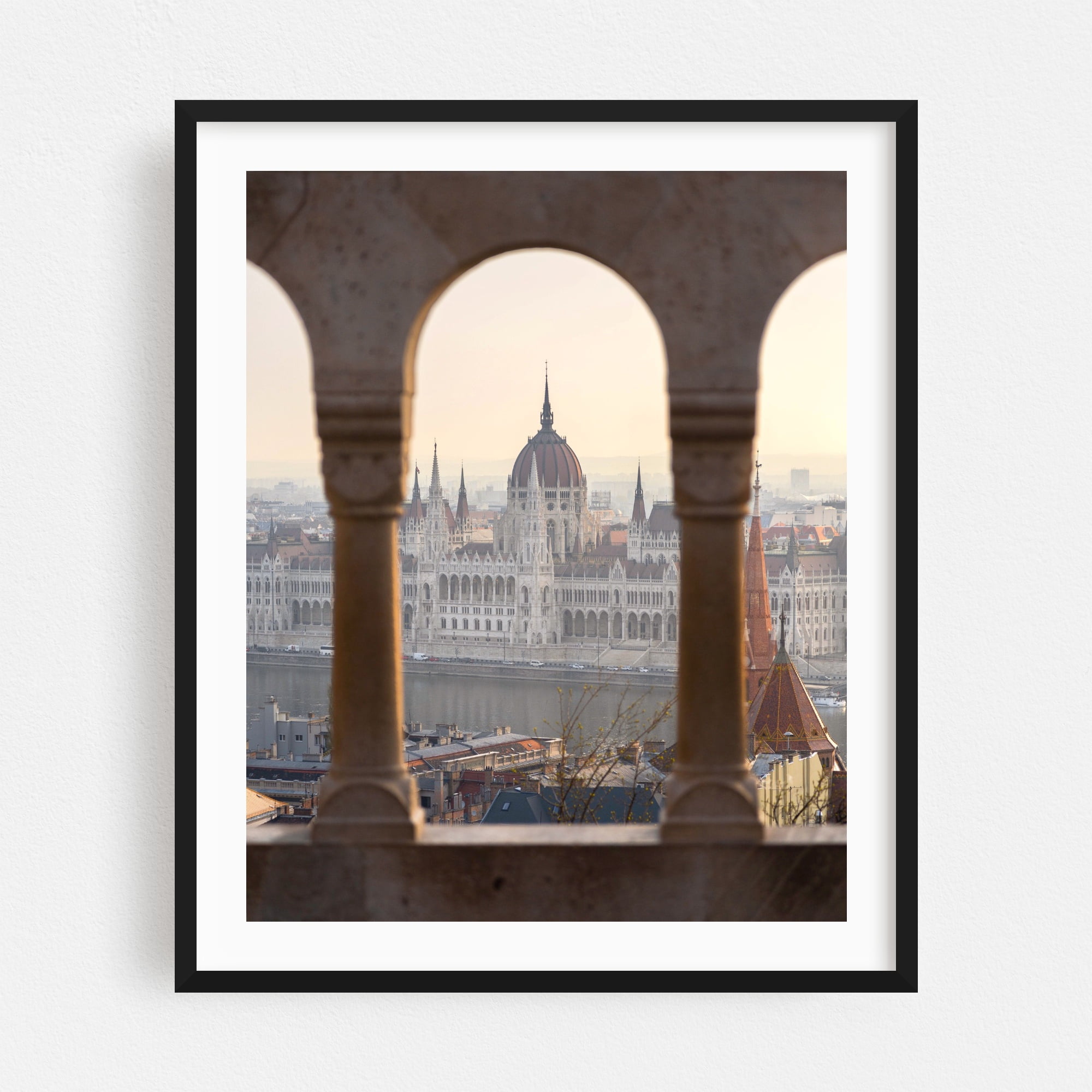 Pink Budapest City Umbrella Landscape Canvas Wall Art Picture Print Oil Painting 