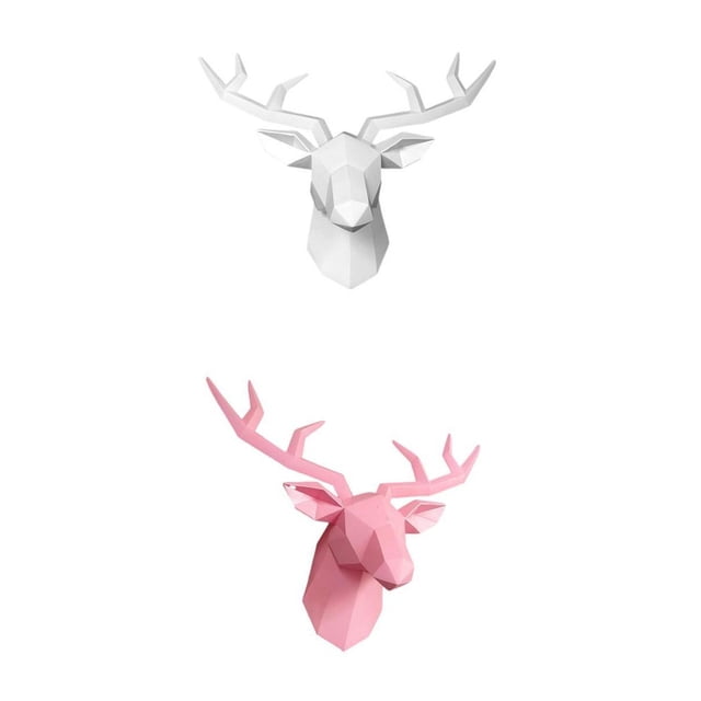 2 Piezas Cabeza de Ciervo Decoración de Pared Animal Moderno Colgante Estatua de Ciervo Decoraciones para El Hogar Sunnimix Soporte de pared Deer Head