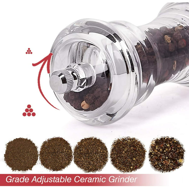 Shop LC Gravity Pepper Mill Adjustable Grinder Automatic LED Light Transparent Glass, Size: 6, Black