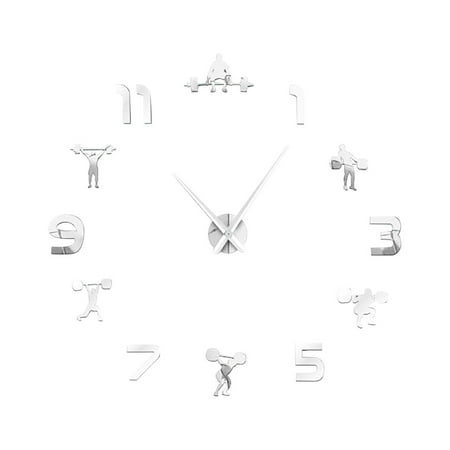 TUTUnaumb 2022 Winter Large Fitness Wall Clock DIY Acrylic Clock Living Room Background Wall Silver