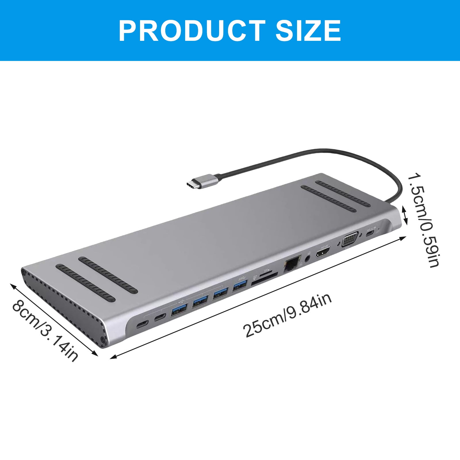 14 in 1 USB C Multiports Hubs Docking Stations for Laptops HDMIs VGA Ethernet USB C Port USB Expansion Adapter