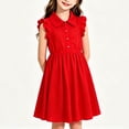 thumbnail image 5 of NAISIBABY Girls Summer Dress, Flare Fit Lapel Ruffles Sleeveless Cute A-Line Casual Dress Red Size 4, 5 of 5