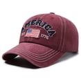 thumbnail image 2 of HAJWOH American Flag Hat for Men Women Distressed Vintage Cotton Adjustable Embroidered Patriotic Baseball Cap, 2 of 4