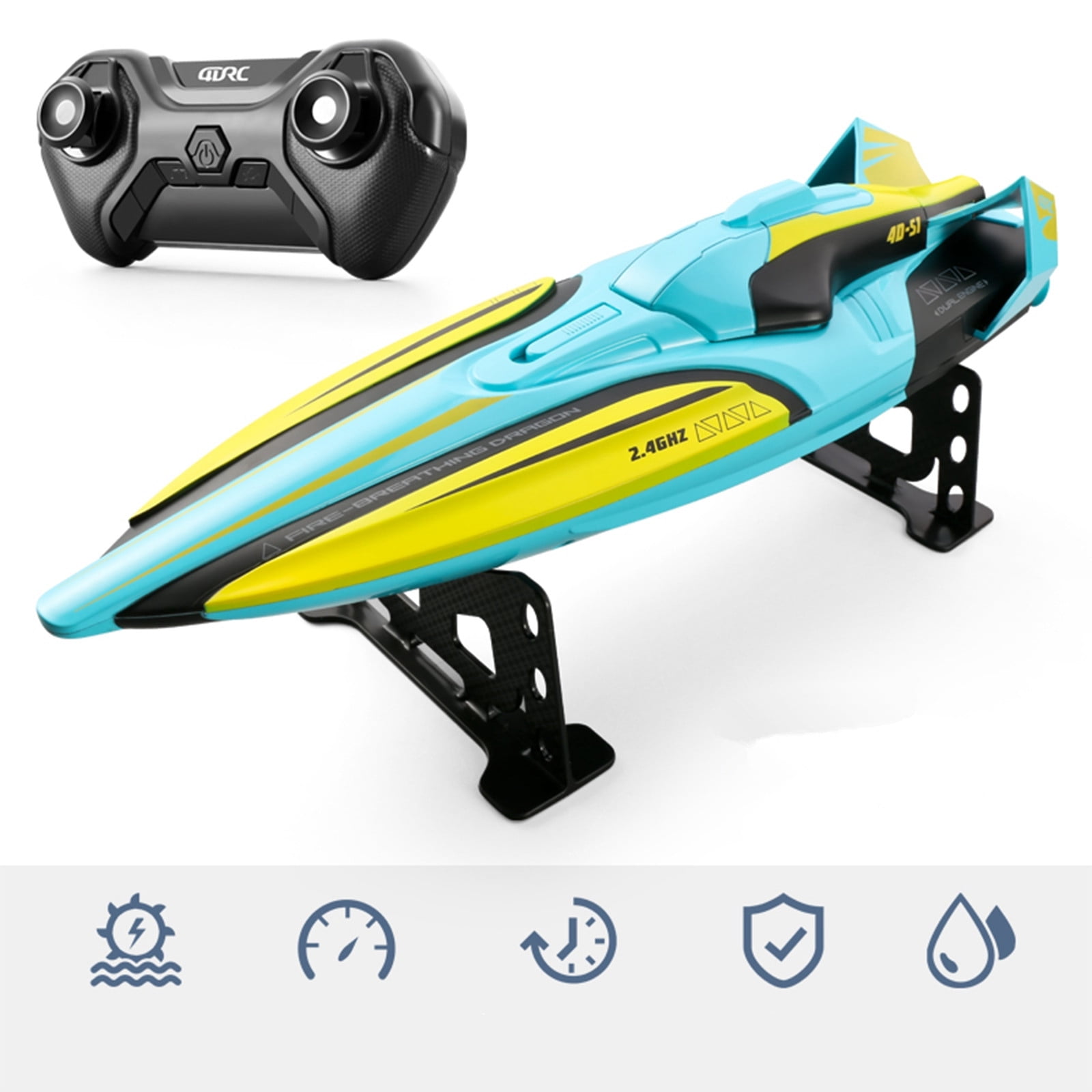 4Blue High Speed Rc Boat For Pools 2.4Ghz Remote Control Racing Boat With Self Righting
