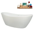 thumbnail image 4 of 75" Streamline B-512-238-PBR Soaking Glossy White Freestanding Tub and Tray With Internal Drain in Polished Brass, 4 of 13