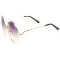thumbnail image 3 of sunglassLA Unisex Oversize Wire Frame Gradient Two-Tone Color Lens Round Sunglasses (Gold / Purple-Yellow) - 62mm, 3 of 4